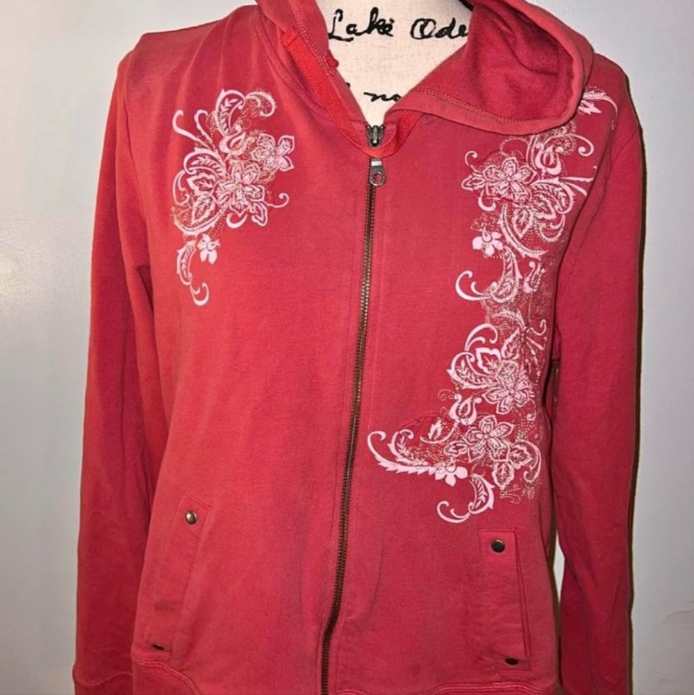 Coral Zip Up Large Women's Jacket